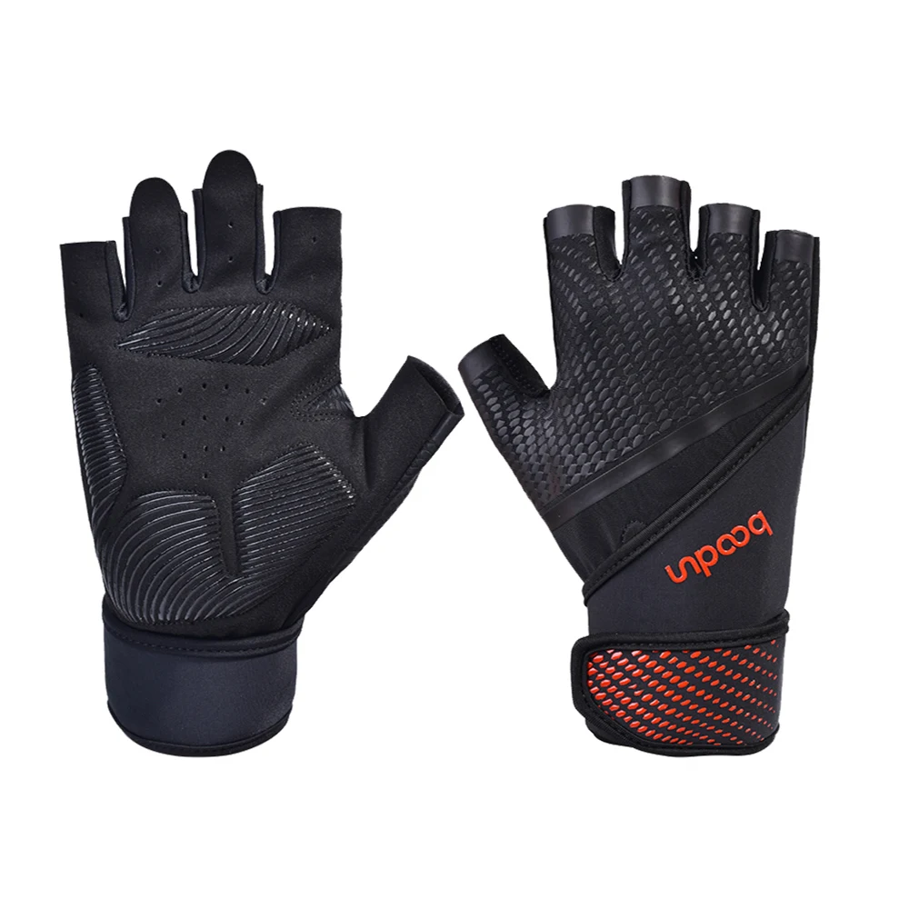Black-red SFIT перчатки для тяжелой атлетики, бодибилдинга, тренировок, спорта, фитнеса, перчатки, Нескользящие, тяжелый вес, для занятий спортом, для мужчин и женщин, перчатки для тренажерного зала - Цвет: Black-red