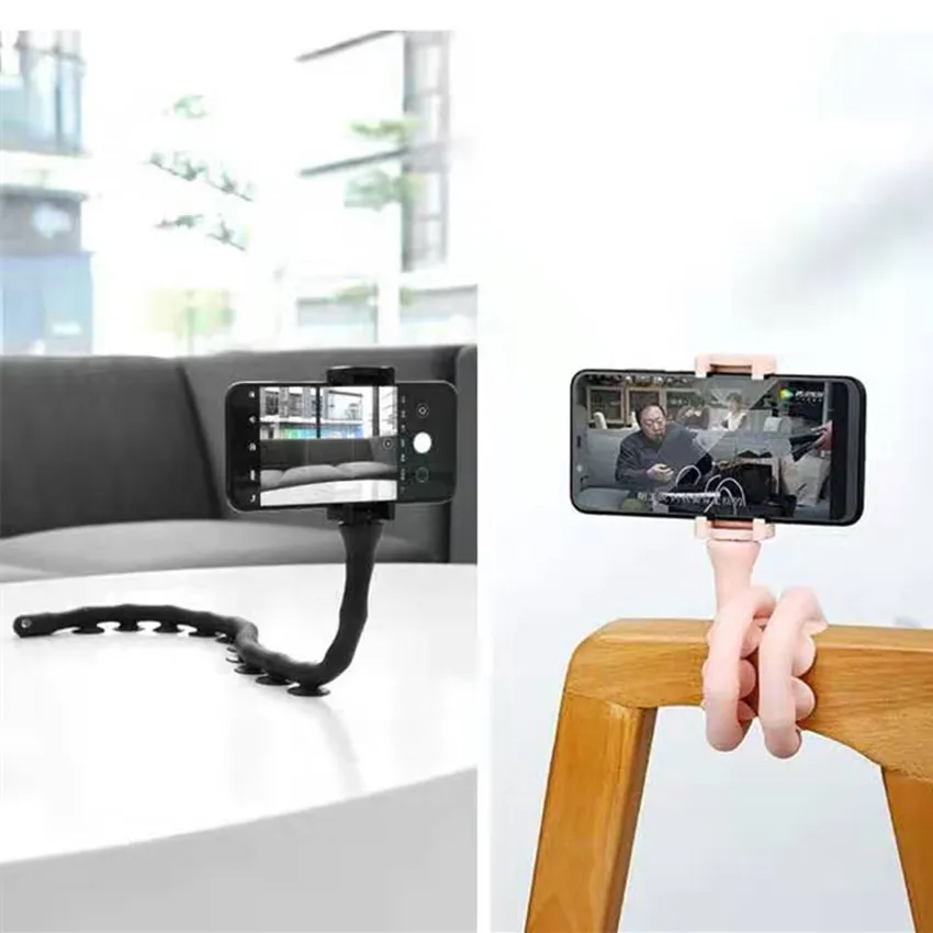  Lazy Mobile Phone Holder Stand 360° Bendable Flexible Suction Cup Phone Mount Clamp Worm Phone Brac