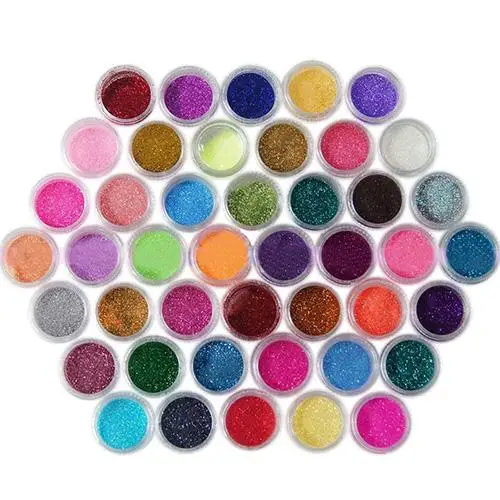 

45 Colors Glitter Powder Acrylic Nail Art UV Gel Shinny Manicure Tips Nail DIY Decor