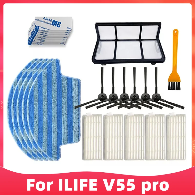 Robô Vácuo Filtro Lateral Escova Mop Panos Pano Acessório Parte Compatível para Ilife V55 Pro Gutrend Alegria 90 Pet Kitfort Kt518