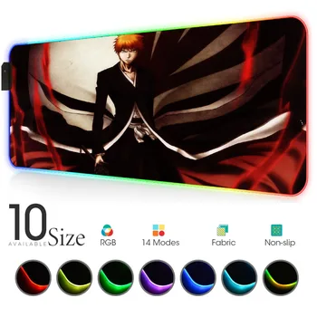 

Kurosaki Ichigo Slipmat Rgb Mouse Pad Carpet Anime with Backlight Gamer Mat Gloway MousePad Led Office Carpet Desk Keyboard Mat