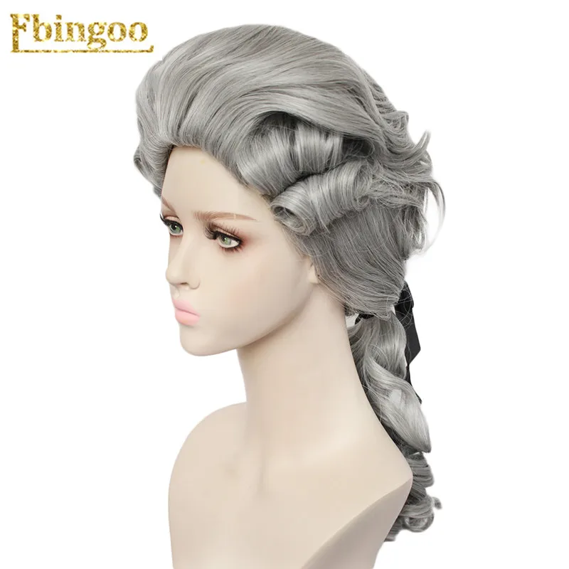 Ebingoo, белый, серый, черный, парик барокко, кудрявый, женский, костюм, парики для женщин, роскошная история, длинный синтетический парик для косплея - Цвет: DM1810828