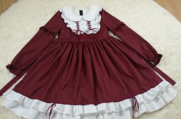 red dress Платье в викторианском стиле; платье в готическом стиле Лолиты; милое платье в стиле Лолиты; винтажное кружевное платье с принтом ангела и бантом; высокая талия - Цвет: red dress