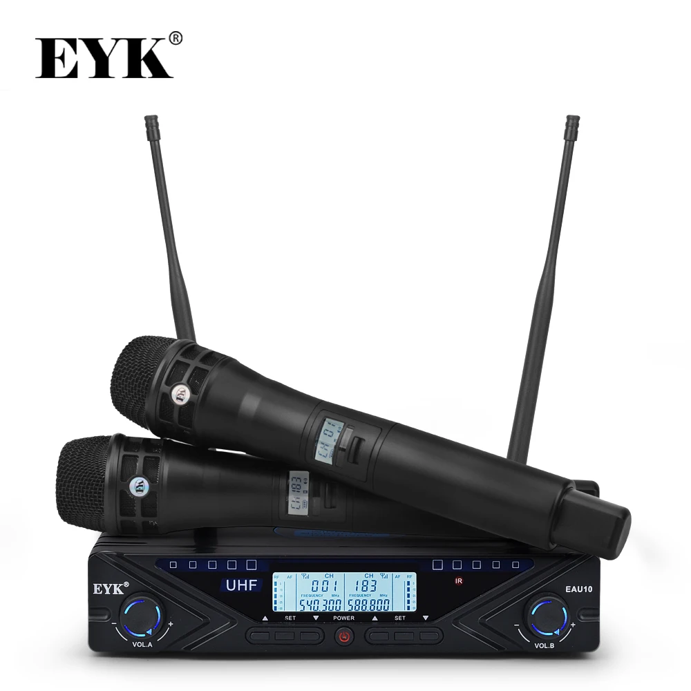 EYK EAU10 UHF Wireless Microphone Professional Karaoke Handheld Mic Frequency Adjustable 80M Receive for Stage Church Party Show