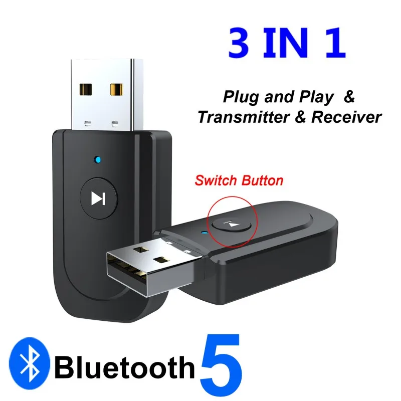 SY318 3 In 1 Mini Wireless BT 5.0 Adapter With LED Indicator 3.5mm USB Stereo Music Audio Receiver Transmitter For for TV Car PC |