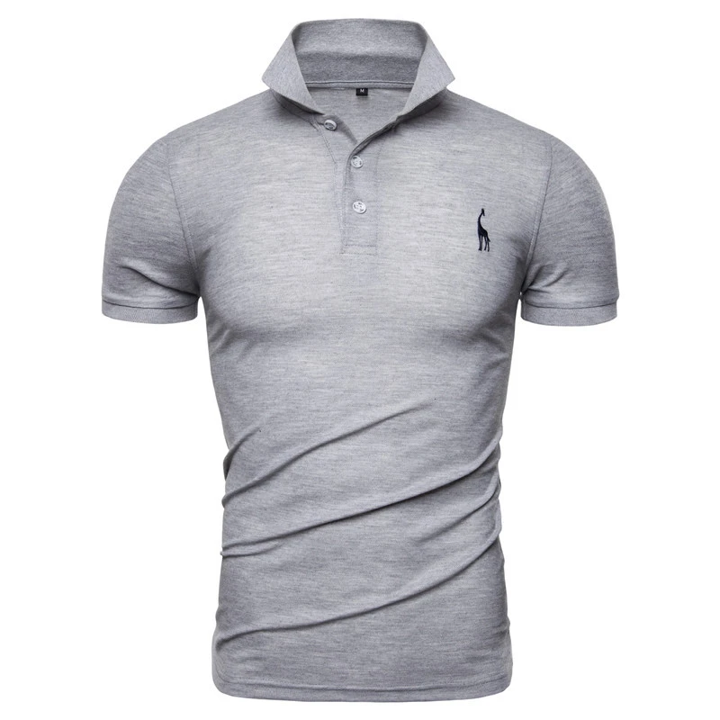 Sell well Nieuwe Zomer Katoen Polo Mannen efffen Herten Borduren Korte Mouwen рубашка поло Mannen Mode рубашка-поло с жирафом Heren
