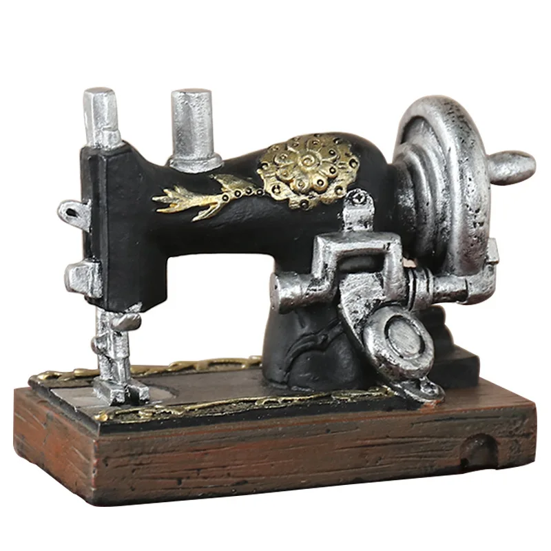 

European Retro Nostalgic Mini Sewing Machine Resin Ornaments Desktop Living Room Wine Cabinet Decorations Small Furnishings