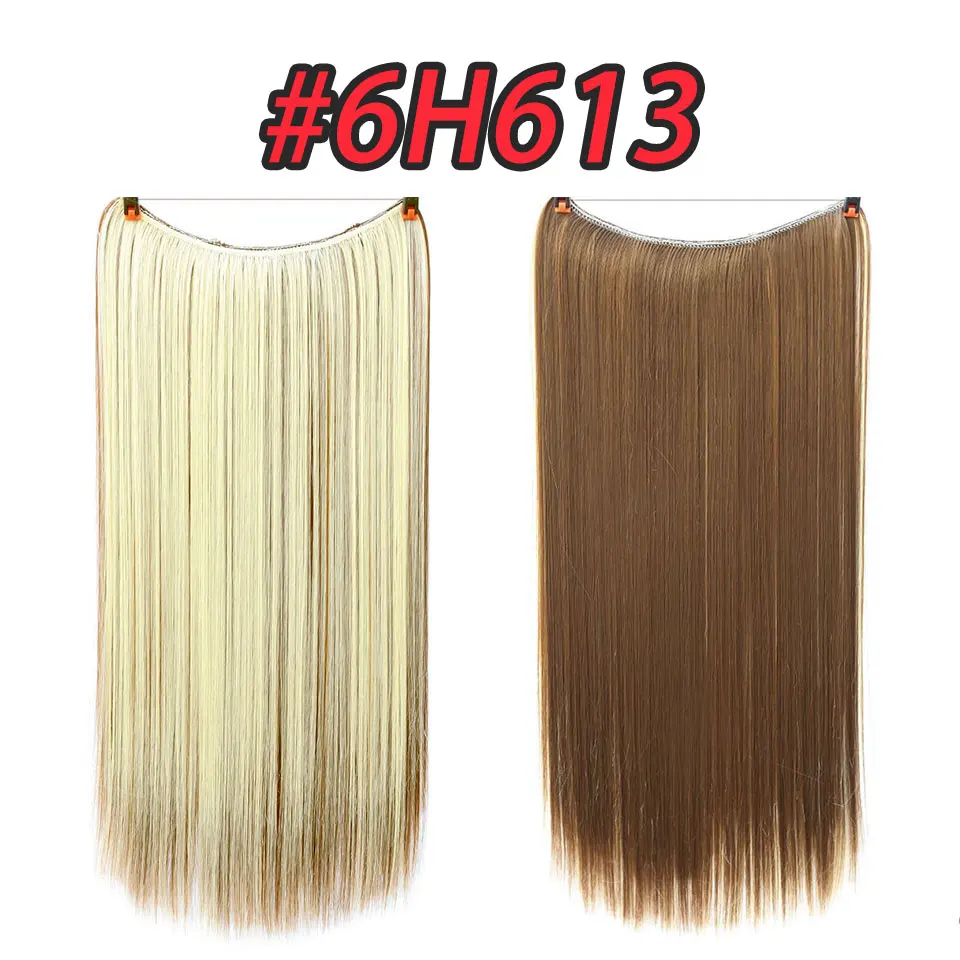 Pageup цельные длинные светлые волосы для наращивания, невидимые синтетические волосы для женщин, рыбная линия, невидимые волосы для наращивания - Цвет: A6H613