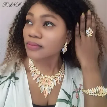 

Fani 2020 Fashion african Bridal jewelry sets Wholesale nigerian women wedding jewelry set Dubai gold designer jewelry sets