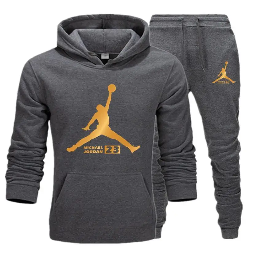 

New Men Hoodies Suit Fleece Warm Jordan 23 Tracksuit Men Sweatshirt Suit Hoodie+Sweat pants Jogging Homme Hooded Tracksuit 3XL