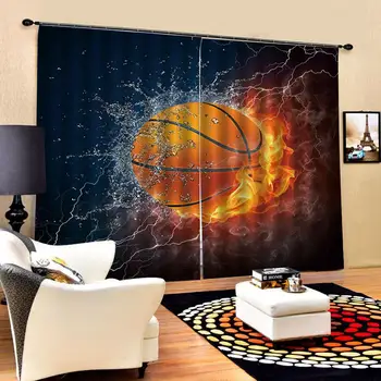 

fire ball 3D Curtain Printing Blockout Polyester Photo Drapes Fabric For Room Decoration curtains