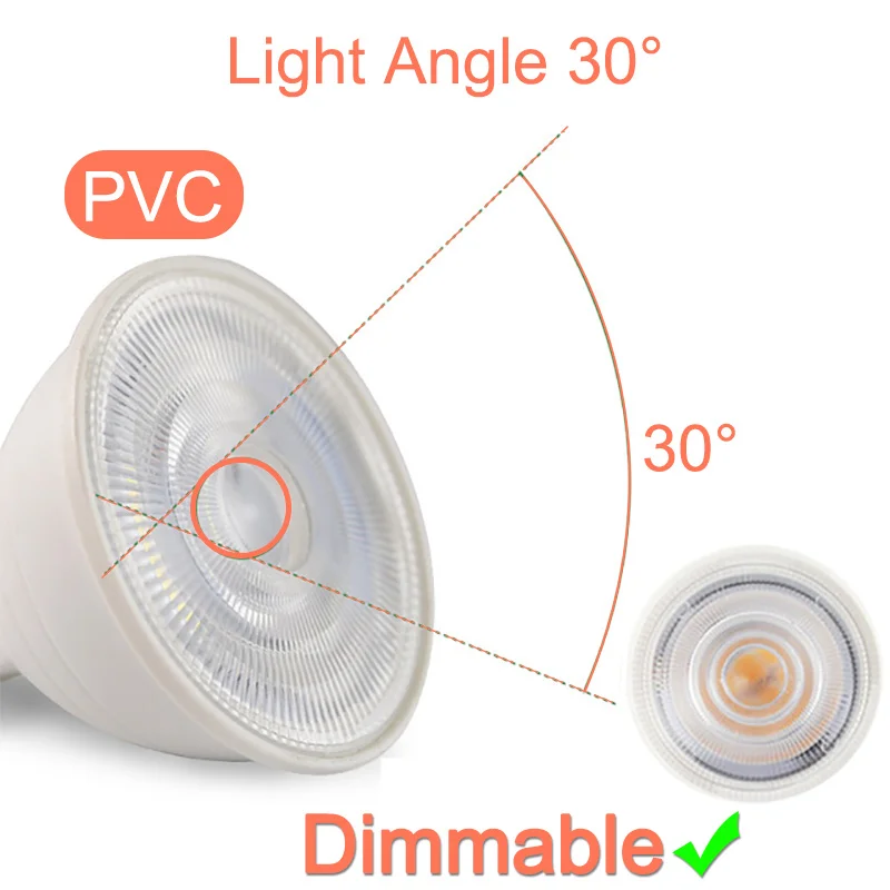 Затемнения светодиодный светильник MR16 E27 GU10 E14 MR11 Светодиодный точечный светильник 6W 7W 8W 220V AC12V точечный светодиодный лампы светильник Lampada Bombillas холодной теплый белый - Испускаемый цвет: 30 Angle 6W