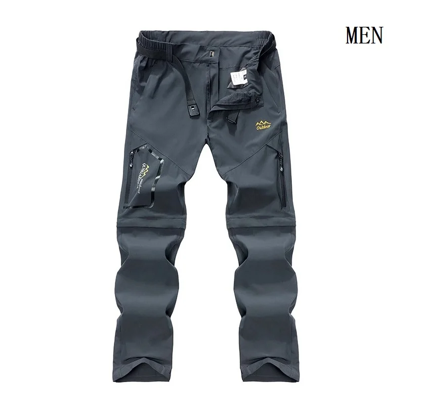 Outdoor quick-drying men's and women's elastic thin mountaineering pants two pants removable waterproof breathable summer slacks