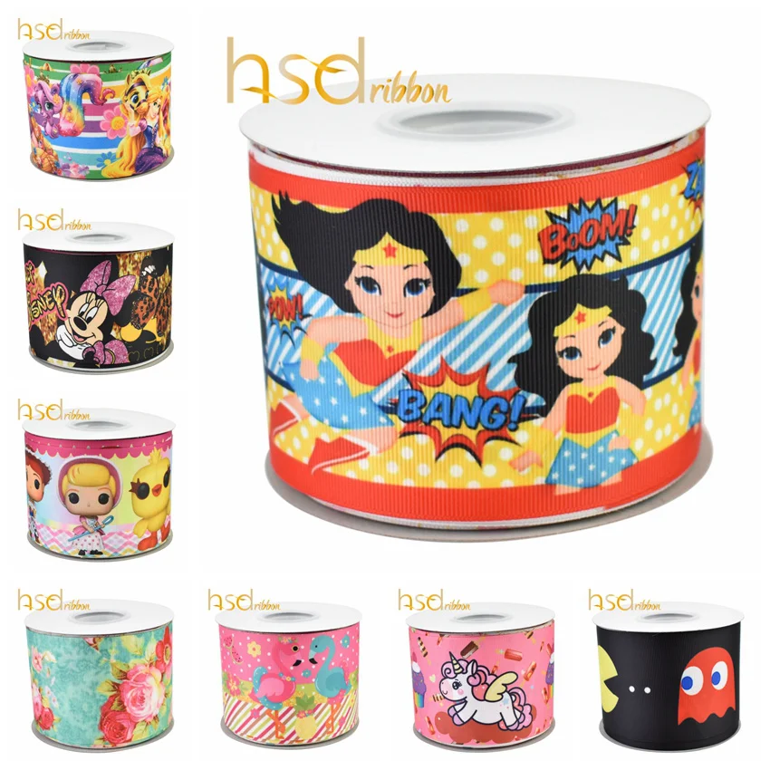 

HSDRibbon 16MM 22MM 38MM 75MM Custom printed hsd-design HT Grosgrain Ribbon 50Yards/Roll