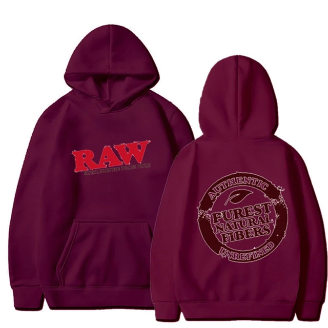 RAW Fashion Hoodie Men's Sweatshirt Polar Fleece Hooded Harajuku Hip Hop Casual Men's Ladies Hoodie High Quality Pullover Hoodie Wine red