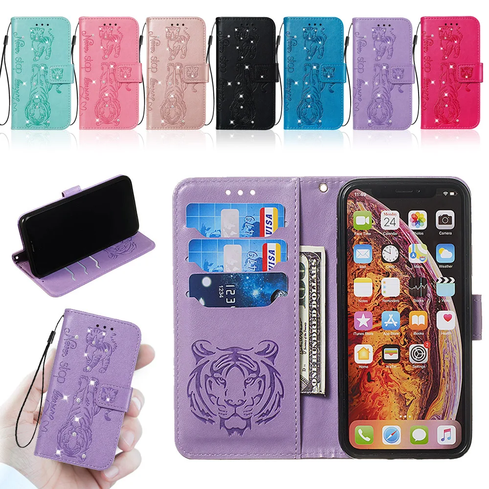 

PU Leather Filp Phone Case For LG K8 LV3 2018 K40 K12 Plus Stylus 4 Stylo 4 5 Aristo 2 2 Plus Rhinestone Card Wallet Cover Coque