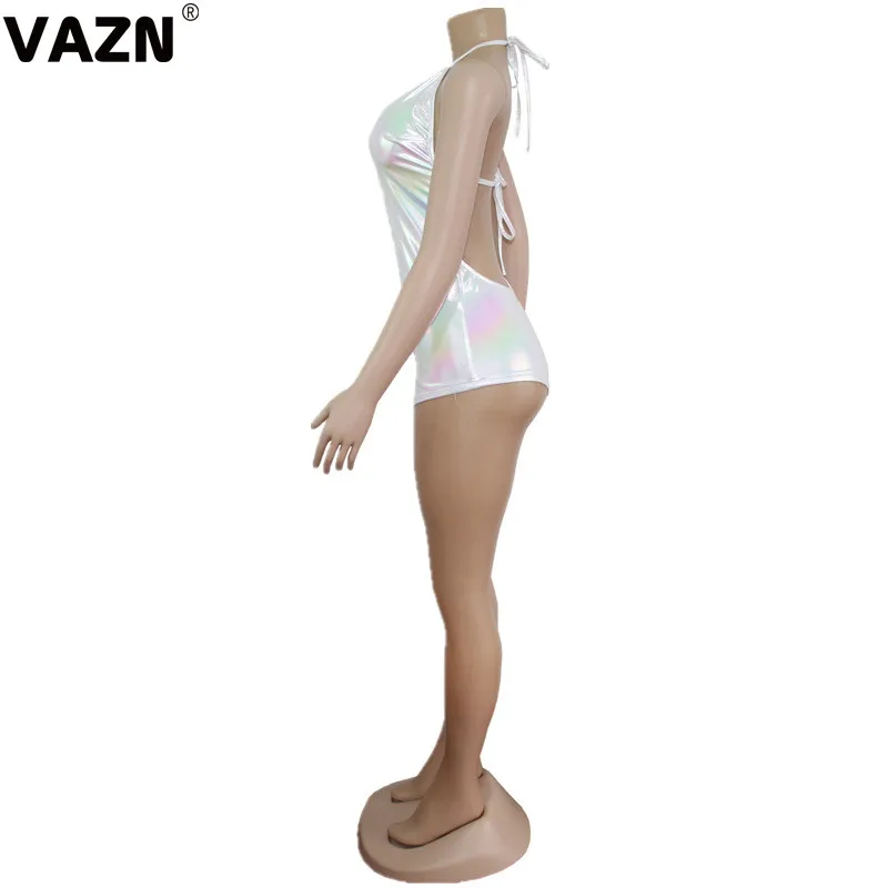 VAZN, новинка, пляжные, открытые, сексуальные, Клубные, необычные, новинка, модные, с оборками, Холтер, без рукавов, с открытой спиной, высокая талия, женские, обтягивающие, Комбинезоны