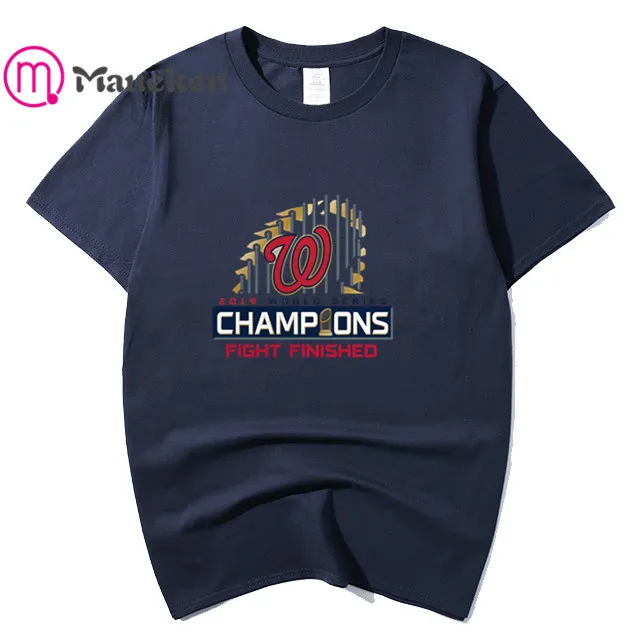 nationals world series champions T-Shirt Men Short Sleeve cotton O Neck T shirts for washington fans gift 004 - Цвет: NAVY