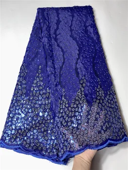 

Royal blue Swiss Voile Lace Fabric stone embroidery lace Fabric high quality african cotton lace fabric for wedding FYIN315
