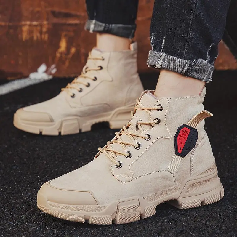 

Worker Boots Men Martin Boots 2019 Autumn & Winter New Style Fashion British Style plus Velvet Warm Genuine Leather Boots Men's
