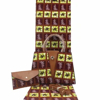 

High quality african wax bags set with 6yards Ankara wax prints fabric Ankara Nigerian cotton fabric for women