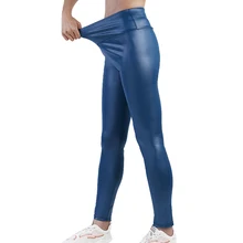 

YSDNCHI Push Up Leggins PU Leather Pants Sexy Legging Women Punk Blue Black Red Skinny Trousers Fashion High Waist Stretch