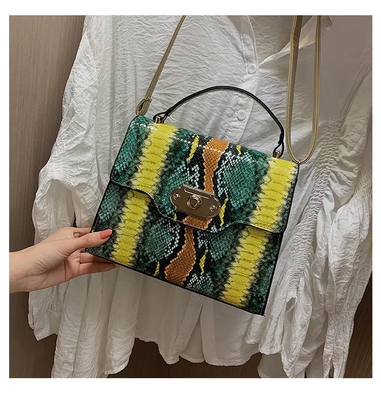 Female Small Messenger Handbag Women Tote Bag Faux PU Leather Colorful Snake Skin Bag Square Shoulder Python Bags for Women 2019 (6)