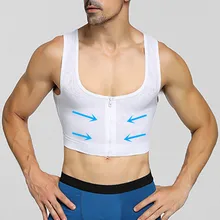 Мужские Шейперы для тела gynemomastia на молнии для похудения, тренажер для груди, Корректирующее белье, мужские майки, топ, дышащие компрессионные Шейперы для тела