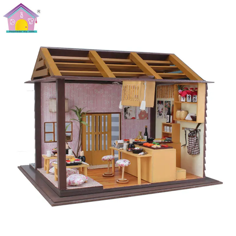 

Hoomeda-diy Handmade House DIY Hut Creative Architecture Sand Table Model Toy Sushi with Dust Cover