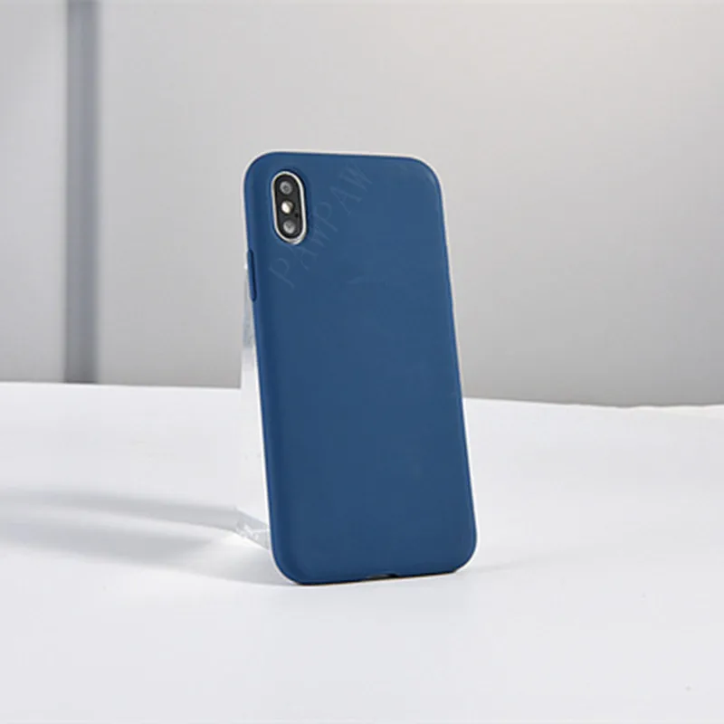 Жидкий силиконовый чехол для телефона с логотипом для iPhone X XR XS MAX 7 8 Plus для Apple iPhone 11 Pro MAX 6 6s чехол с логотипом чехол s - Цвет: Cobalt  blue