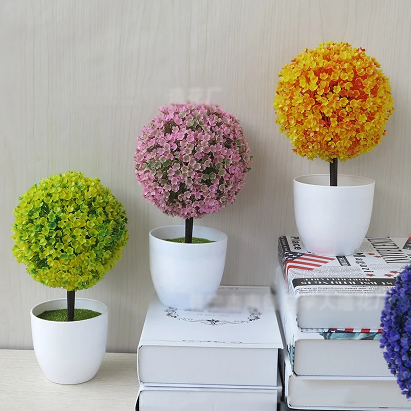 Flone Artificial Plants Fake Potted Plastic Plant Wedding Living Room Home Decoation Pot Home Life Artwork Desktop Decoration (1)