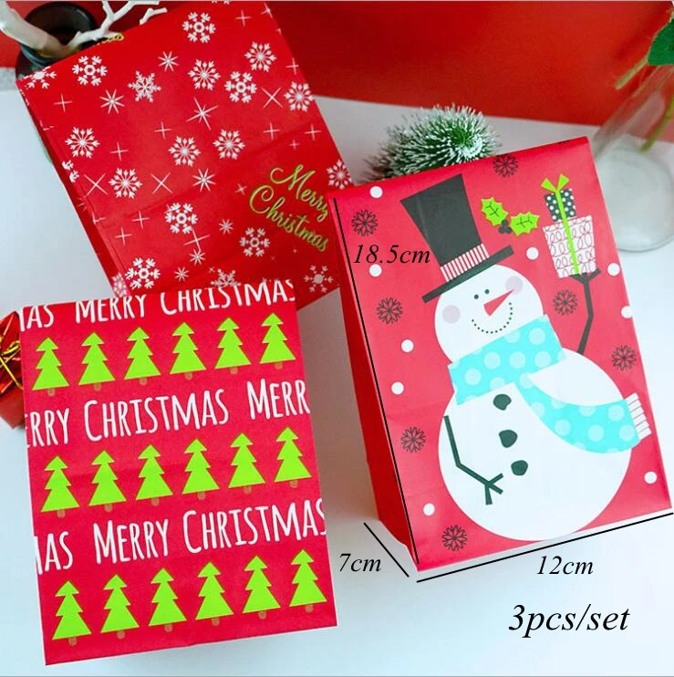 3PCS/Set Deer Snowflakes Candy Gift Bags Merry Christmas Guests Packaging Boxes Christmas Party Gift Packaging Wedding Party Bag - Цвет: 3pcs mix C