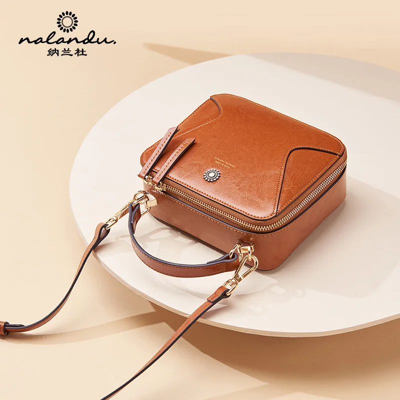 

Nalan Du Oil Wax Cowhide Handbag Women's 2020 New Style Retro Leather Shoulder-bag Shoulder Bag Square Sling Bag