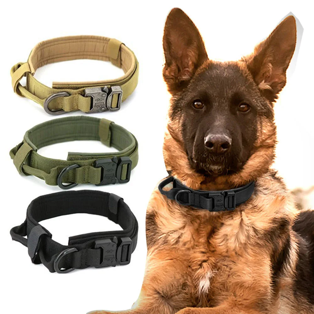 Collar táctico para Correa fuerte nailon, ajustable, con mango de Control, para entrenamiento, y Mascotas - AliExpress Hogar y jardín