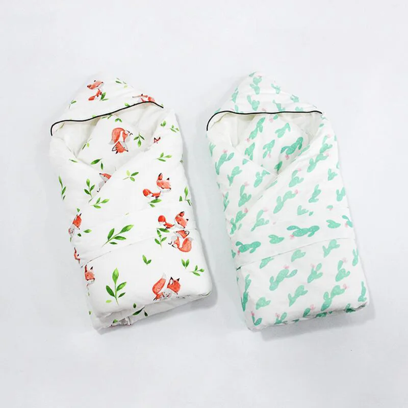 0-3 months Baby cotton hooded Blanket Swaddling Newborn Swaddle cotton wraps Blanket Autumn winter 100*100cm