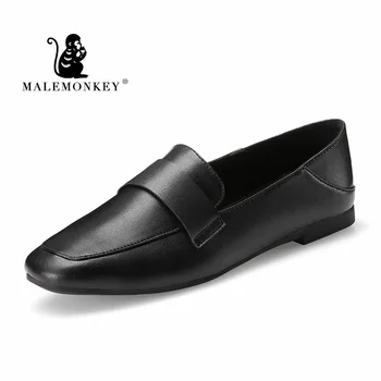

2020 New Spring Autumn Simple Style Women Pumps Black Beige Genuine Leather Shoes Office Lady Fashion Casual Loafers Shoes