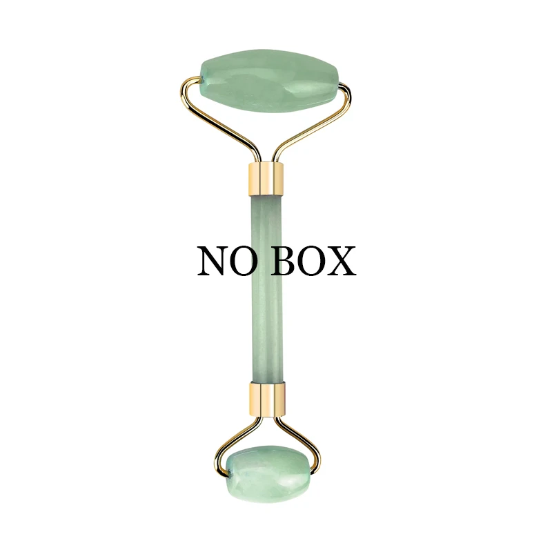 jade roller no box Натуральный розовый кварц, нефрит для массажа лица, роликовый нефритовый массажер для тела, дермароллер для ухода за кожей, ролик для удаления морщин, инструмент для красоты - Цвет: jade roller no box