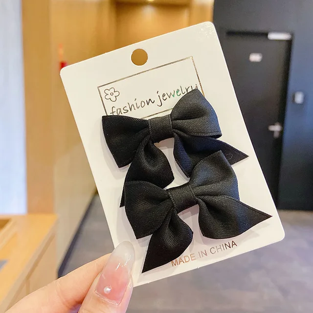 2022 New Bow Headgear Cute Sweet Little Girl Hair Accessories Summer Girls Net Red Clips Baby Hairpins Children Hair Clips Gifts Black