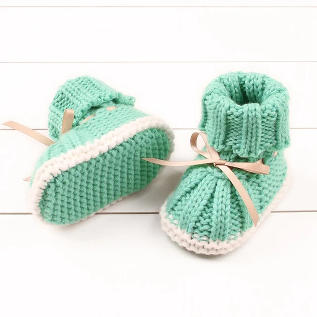 Chaussons tricottés pour petite fille Bottes tricot es chaudes pour b b chaussures pour enfants mignonnes premiers pas pour nouveau n