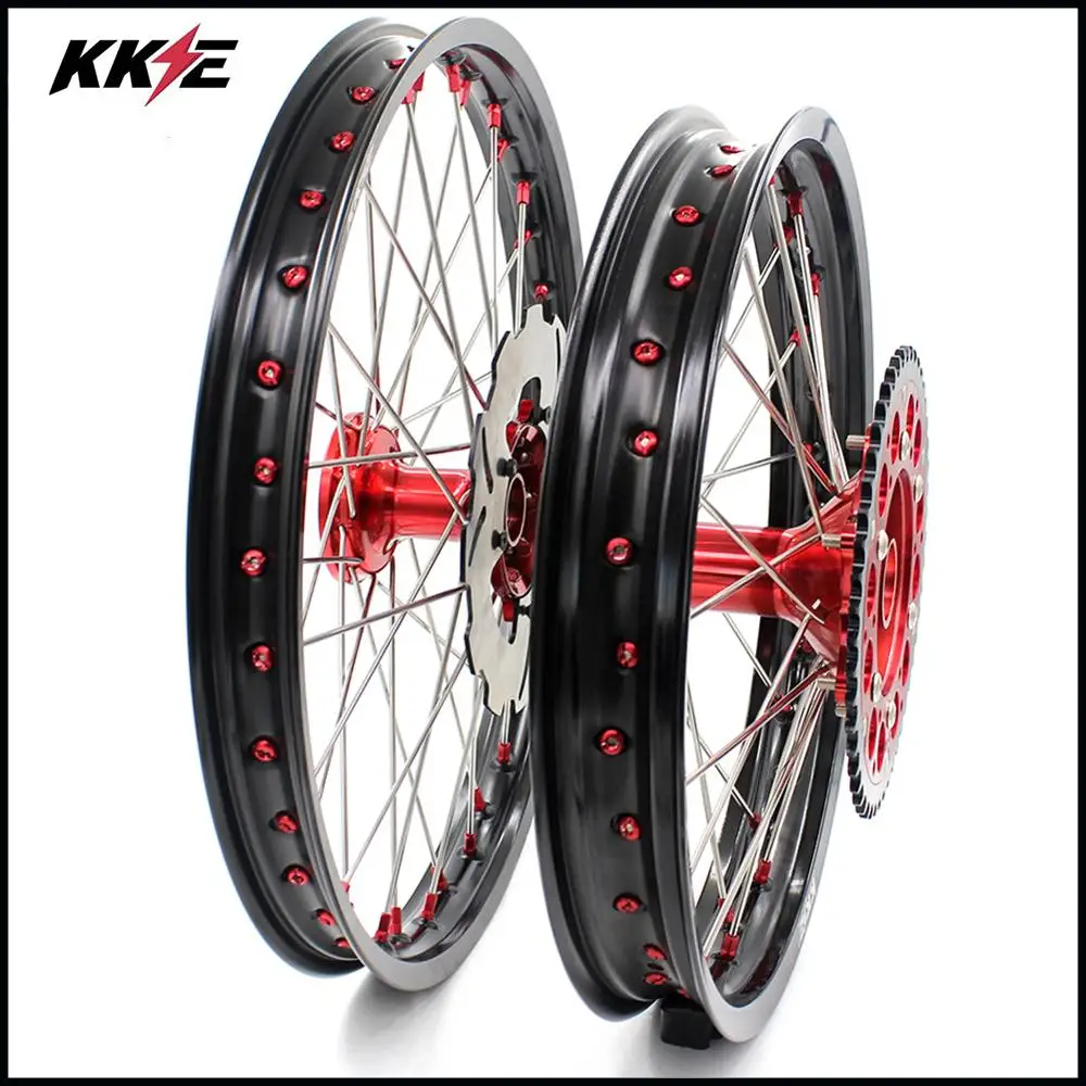 21/18 литья полный эндуро колеса Набор для HONDA CRF250R 2004 2013 CRF450R 2002 2012 240 мм диски черный