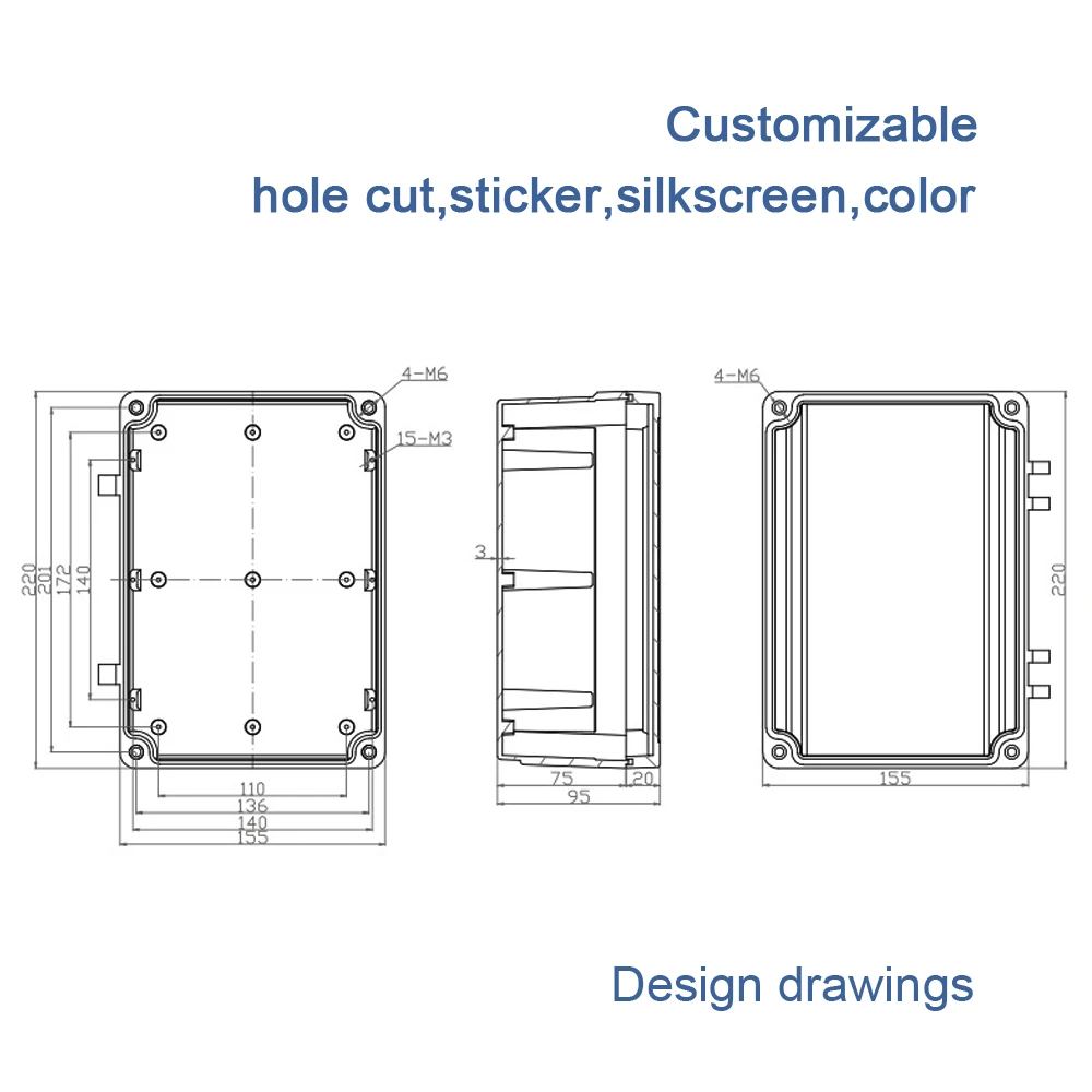 a pcs/lot 220*155*95mm CSCSD inverter case aluminum die cast junction box waterproof aluminum chassis case enclosure amplifier