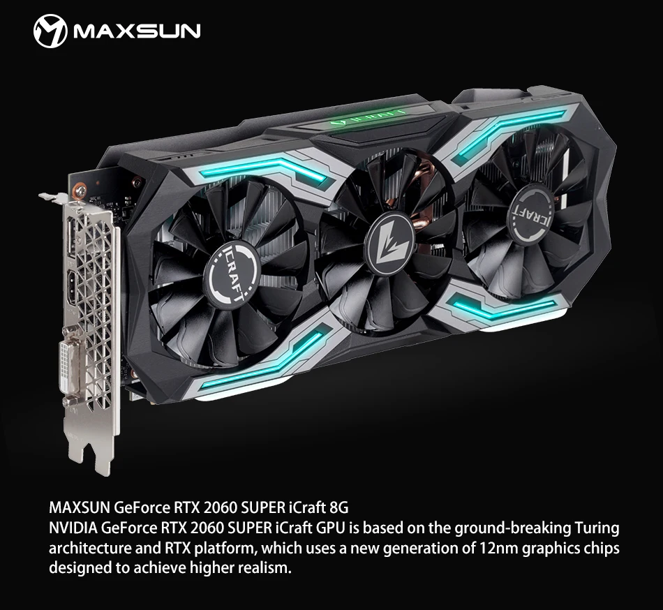 MAXSUN Graphics Cards Nvidia Geforce RTX 2060 SUPER iCraft 8GB GDDR6 256Bit 8Pin GPU Gaming Video Card desktop pc Full New