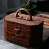 Woven Storage Chests with Lid and Button, Hand- woven Rattan, Desktop Storage Box Basket, Kung Fu Teaware,Tea Ceremony Accessory 1