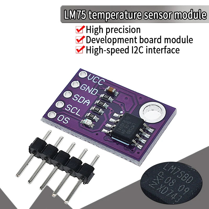 WAVGAT LM75 LM75A temperature sensor high speed I2C interface high precision development board module afbeelding