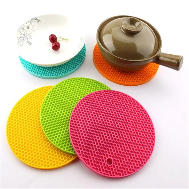 Round Silicone Mat Non-Slip Insulation Heat-Resistant Anti-Scalding  Honeycomb Microwave Oven Mat Pot Holder Thicken Coasters - AliExpress