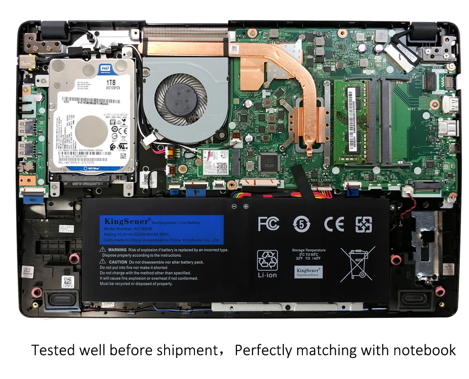 Kingsener-bateria do Portátil Acer Aspire Ac14b3k R5571t R5-571tg S14 Cb3-511 Swift Sf314-51 r 11 R3131t S14 15.2v 3220mah - Imagem 4