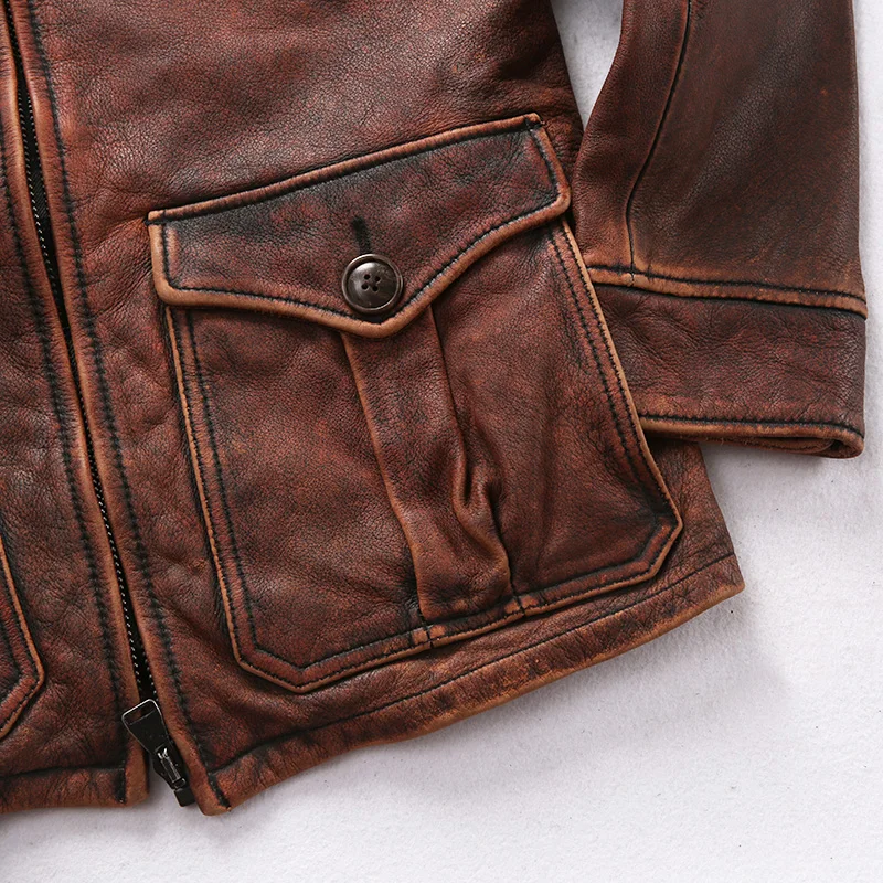 Blog AL0515 Read Description! Asian size genuine cow skin leather jacket mens cowhide casual vintage biker leather jacket