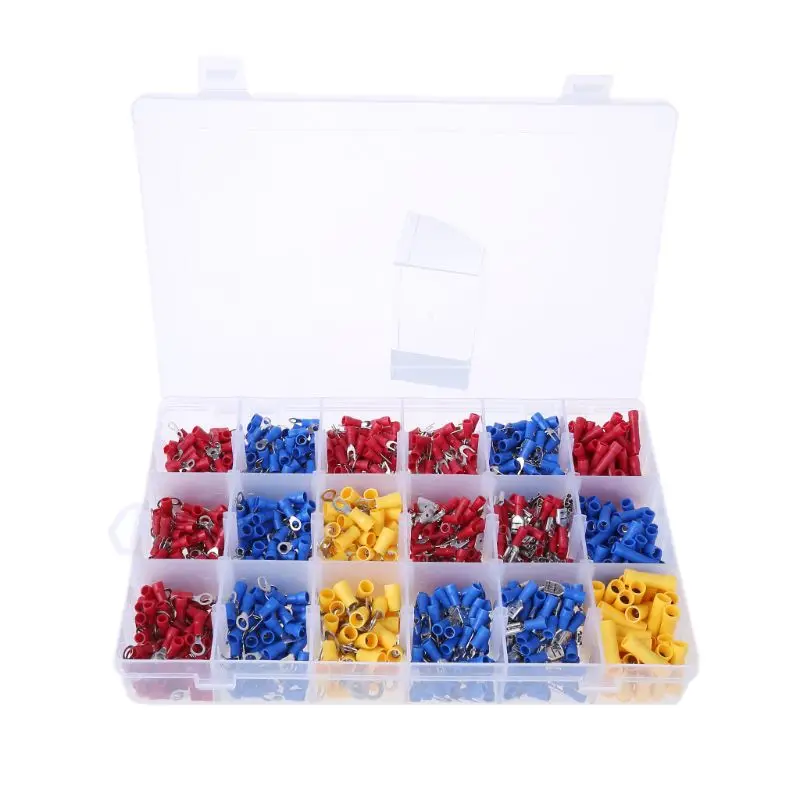 

1200 Pcs/Set 18 Types Red/Blue/Yellow Crimp Terminals Assortment Lugs Cable Wire Connector For Automobile Application 94PC