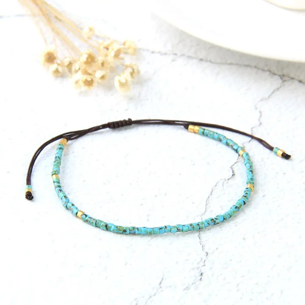 KELITCH New Friendship Bracelets Thin Rope Bracelets Handmade Seed Beaded Strand Bracelet Women Fashion Charm Bracelets