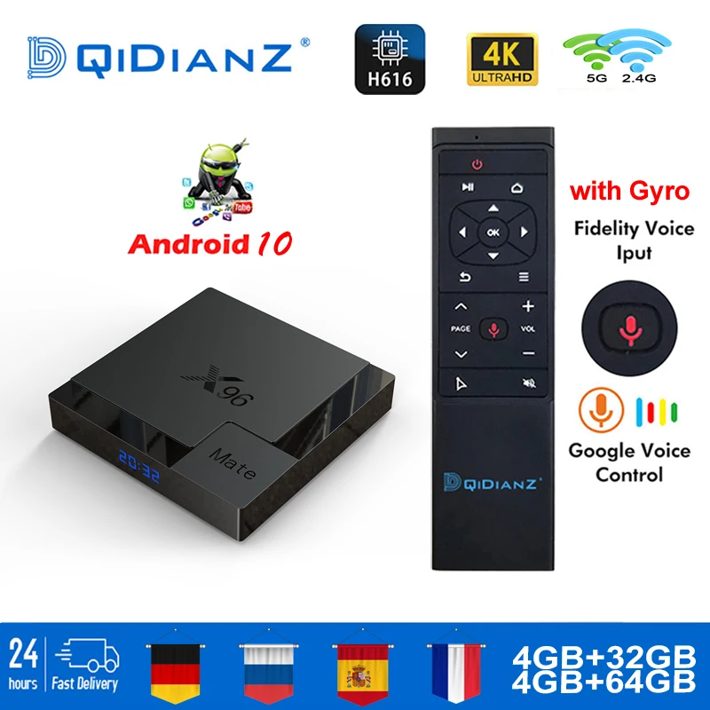 ТВ-приставка X96 MATE android 10 4K Dual Wifi BT медиаплеер Play Store бесплатное приложение быстрая